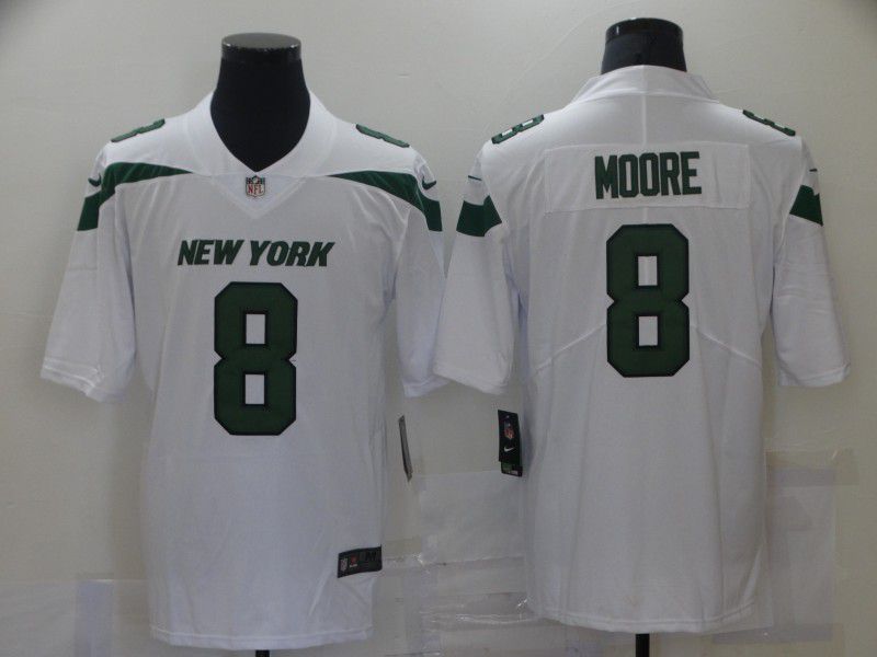 Men New York Jets 8 Moore White Nike Vapor Untouchable Limited 2021 NFL Jersey